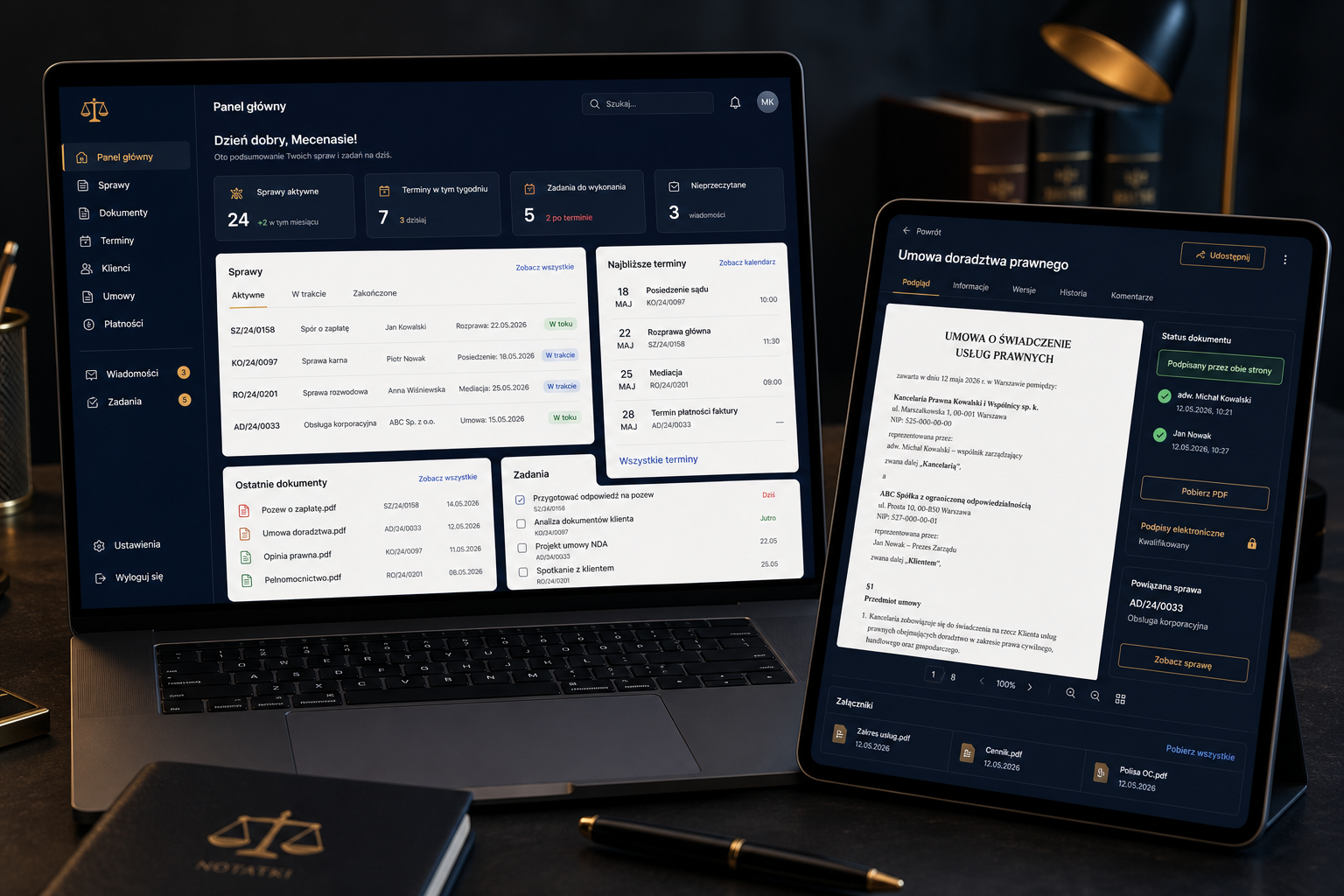 Portal prawny - przykładowy mockup systemu